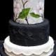 Black and white Wedding cake with hand-paintings