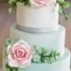 Three tier cake decorated with pink roses