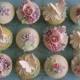 Pastel wedding cupcakes with roses and butterflies