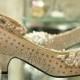 Low Heel Wedding Shoes with the pearls on the top.
