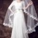 2013 العاج / أبيض قصير الرباط الزفاف الحجاب زينة 60 بوصة تول الأعلى