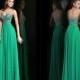 New Green Beaded Evening Gown Long Formal Party Pageant Prom Dresses 2014Custom