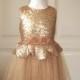 Amber Gold Flower Girl Dress Wedding Bridesmaid Communion Christmas Vintage Sparkle Tulle Sequin Pageant Party Bridal Flower
