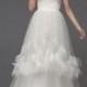 A-Line Strapless Chapel Trailing Tulle With Flowers Wedding Dresses