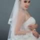 1T 67"White Embroidery Lace Edge Semi Waltz Length Bridal Wedding Veil 110031