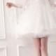 Sheer dos ouvert Demi Trompette manches en soie blanc de mariage robe victorienne Hérissé Col haut jupe robe de bal Puffy White 