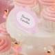 Cute pink cupcakes with a dancing bride