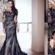 Sexy Black Lace Jewel Individuelle Hochzeits-Kleid Langarm-Nixe-Abschlussball-Abend-Kleid