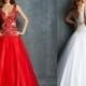 2014 زين أحمر أبيض عرائس فستان الزفاف ثوب الحجم: 4.6.8.10.12.14.16.18.