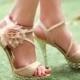 Glitter Lace Flowers Party Queen Strappy High Heels Wedding Shoes US7/EU38