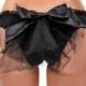 Sexy Burlesque Stretch Cotton Panty W/ Sheer Train & Oversized Bow Back Bottoms