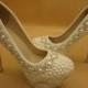 Ivory Pearl Rhinestone Closed Toe Platform Bridal Wedding Shoes 
