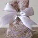 Rustic Favor Bags, (50 Pc) Burlap Favor Bags Lace Favor Bag For Rustic Wedding, Beach Wedding, Vintage Wedding White Bow