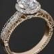 20k Rose Gold Verragio Beaded Pave Diamond Engagement Ring