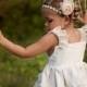 Ivory Linen And Lace Knot Dress - Flower Girl Dress- 2T-5T