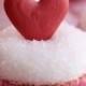 Coeur rouge de mariage Cupcakes