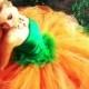 Womens Pumpkin Patch Tutu - Up To 15 Inch Length - Marathon Tutus Weddings Treasury Fall Harvest Orange Green Portraits Bridesmaids