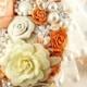 Tangerine Bridal Brooch Bouquet 