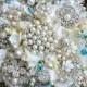 Kaution Bei Tiffany-Blau Brosche Hochzeit Brautstrauß - auf Bestellung Brautstrauß