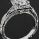 14k White Gold Verragio Prinzessin Halo Diamant-Verlobungsring