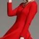 Red Long Sleeve V Neck Ruffle Dress - Sheinside.com