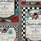 Rockabilly Hochzeits-Einladungen, uAwg, Register-Karte - Digitale Druckdateien-Checkered Distressed Retro Blau Vintage-Elemente