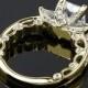 18k Yellow Gold Verragio Bead-Set Princess 3 Stone Engagement Ring