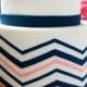 Coral And Navy Chevron Cake 
