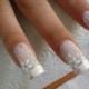 long bridal wedding nail art