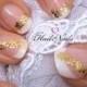 Gold Lace Water Transfer Wedding Nails