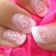 Lovely Pale Pink Flower Nail Art for Bridal Nails