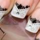 Stunning Black and White Lace Bling French Manicure 