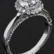 18k White Gold Verragio Rounded Halo Solitaire Engagement Ring