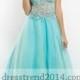 Blue Beaded Floral Corset Ball Gown Prom Dress