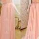 Round Neck Cap Sleeve Prom Dresses,Beaded Skin Pink Chiffon Prom Formal Dresses,Long Bridesmaid Dresses,Party Formal Dress