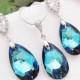 Something Blue Wedding Jewelry Bridal Jewelry Bridal Necklace Bridal Earrings (Large) Bermuda Blue Swarovski Crystal Drops Bridesmaid Gifts