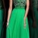 Emerald Embellished Beaded Long Prom Dresses