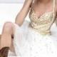 Short White Gold Beaded Prom Dresses For Cheap