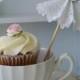 Three Parasol Cupcake Toppers For Birthday Party