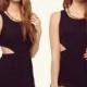 Black Sleeveless Cut Out Waist Chiffon Short Dress - Sheinside.com