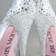 Chaussures de mariage - Plate-forme Blanc chaussures de mariage avec strass détails, Peintes Sole Et Save The Date Stickers