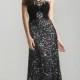 Black Sequined Ruched Long Prom Dress 2014