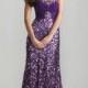Long Purple Sequined Strapless Prom Dress