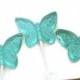 Lumière Aqua Papillon bleu Lollipops - Hard Candy Lollipops - 4 Lollipop Pack - décorations de gâteau, des faveurs de mariage, P