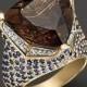 سموكي كوارتز خاتم مع الماس والياقوت الأزرق في 14K الذهب الأصفر