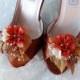 Fall Wedding Shoe Clips, Autumn Shoe Clips, Rust Wedding, Orange Flower - BARN DANCE - Rustic Wedding Accessories