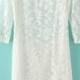 White Long Sleeve Backless Lace Bodycon Dress - Sheinside.com