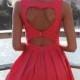 Pink Heart Cutout Dress With Fitted Bodice & Pleated Skirt, Dress, Heart Cutout Pleated Dress, Casual