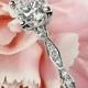 18k White Gold Tacori gemeißelte Crescent Crescent Almond Diamant-Verlobungsring