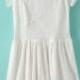 White Short Sleeve Pleated Lace Dress - Sheinside.com